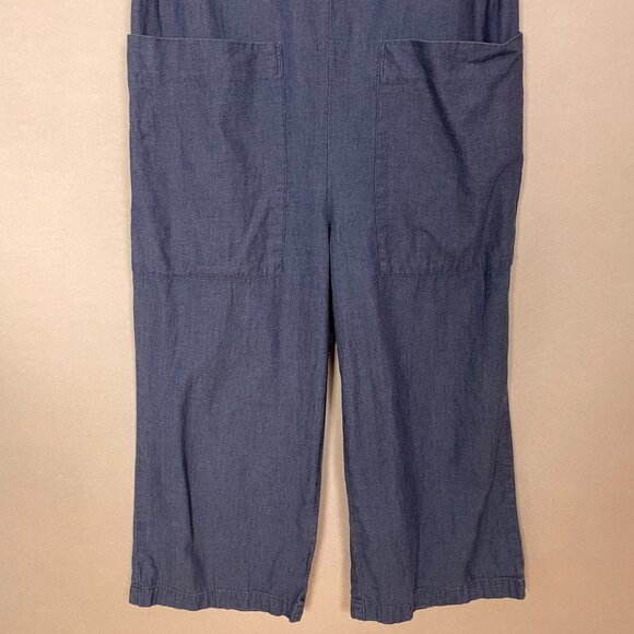 Steven Alan Jumpsuit Wide Leg Size P Sleeveless Button-Up Women Blue Denim Style - Picture 5 of 9